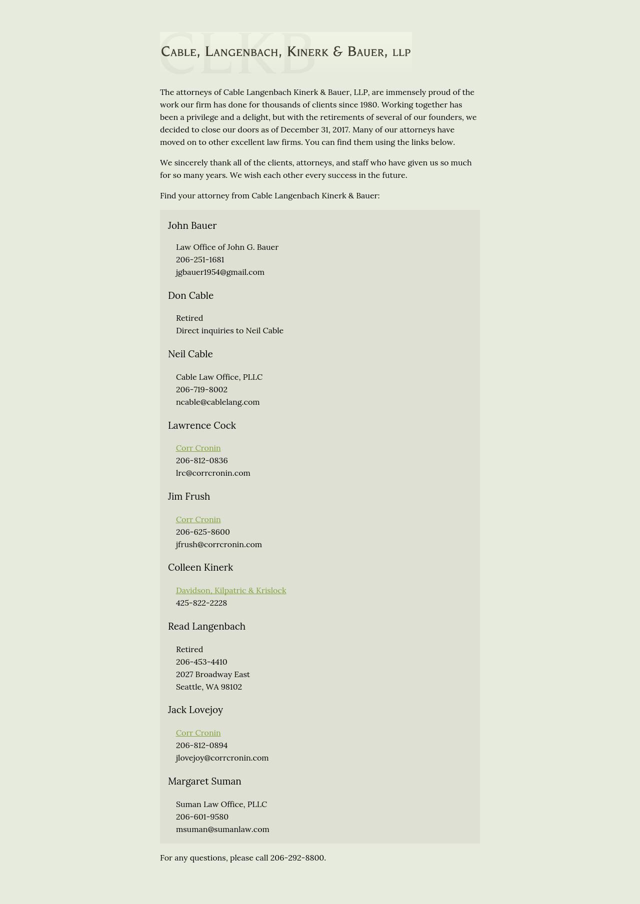 Cable, Langenbach, Kinerk & Bauer, LLP - Seattle WA Lawyers
