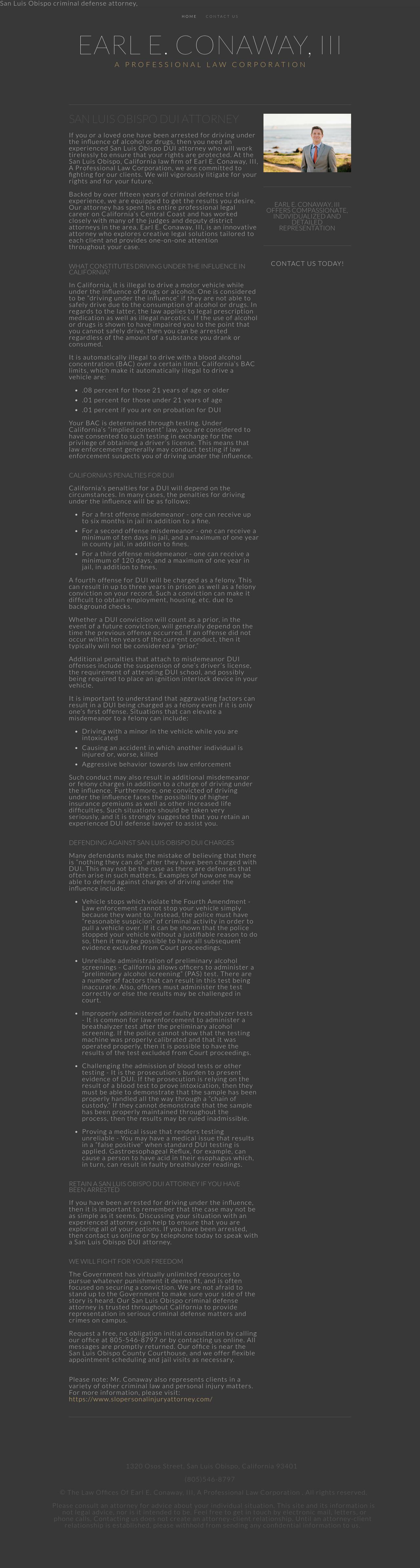Earl E. Conaway, III, A Professional Law Corporation - San Luis Obispo CA Lawyers